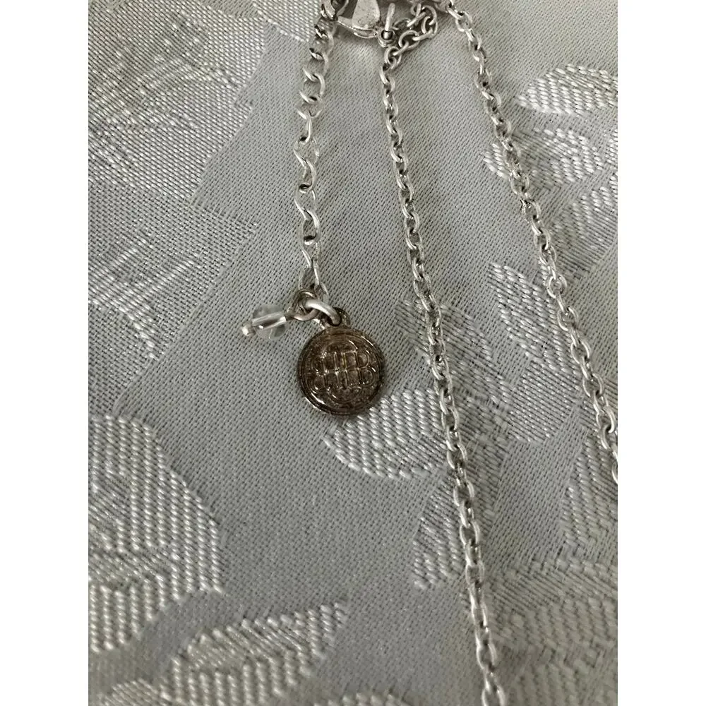 Dana Buchman Long Silver Tone Black Rhinestone Station Necklace 32 Inch